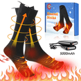 thumbnail image 1 of Heated Socks for Men Women 5000mAh Rechargeable Electric Heating Socks Warm Winter Thermal Socks for Skiing Hiking Camping Hunting(3 Heating Settings), 1 of 9