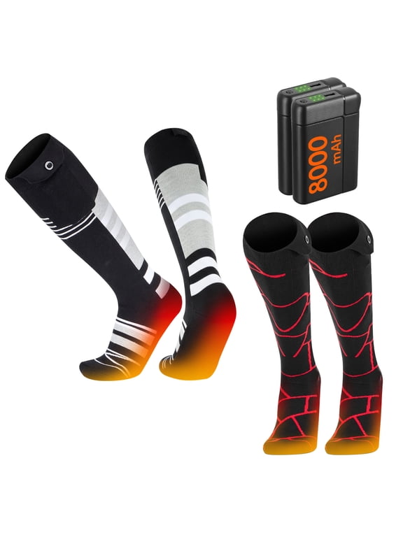 Heated Socks for Men Women, 8000mAh Rechargeable Electric Socks, Battery Operated Socks Foot Warmer Socks for Men Women,Outdoor Hunting Skiing Cycling Camping Hiking,Non-APP Control