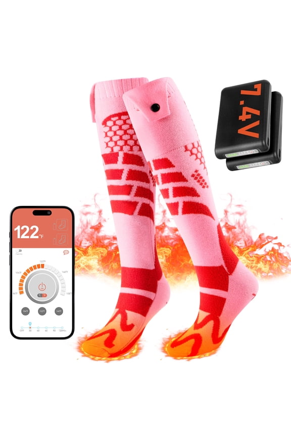 Heated Socks for Men Women, 7.4V Rechargeable Electric Socks with 3.5 Hour Fast Charge,Foot Warmer Socks for Men Women for Hunting, Camping, Hiking, Cycling, Outdoor Work,APP-Controlled