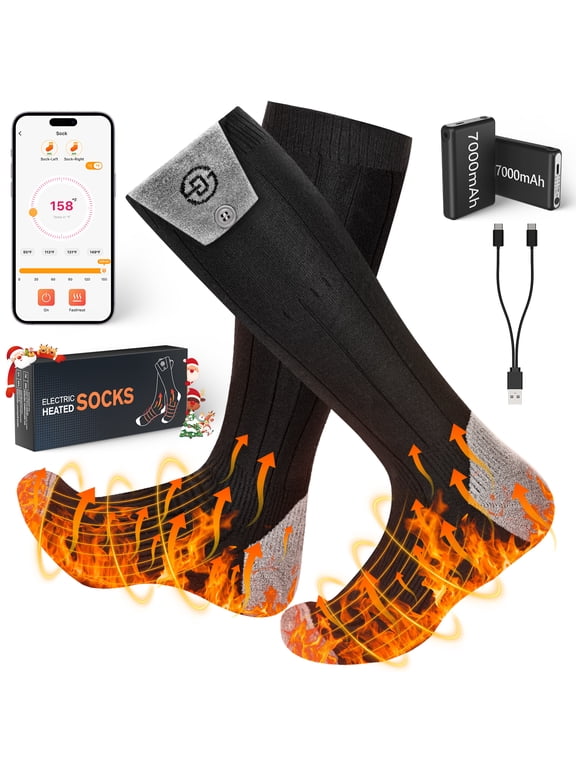 Heated Socks for Men Women with APP Control, 7000mAh Battery Rechargeable Electric Washable Winter Warm Feet and Outdoor for Hunting Skiing Cycling Camping