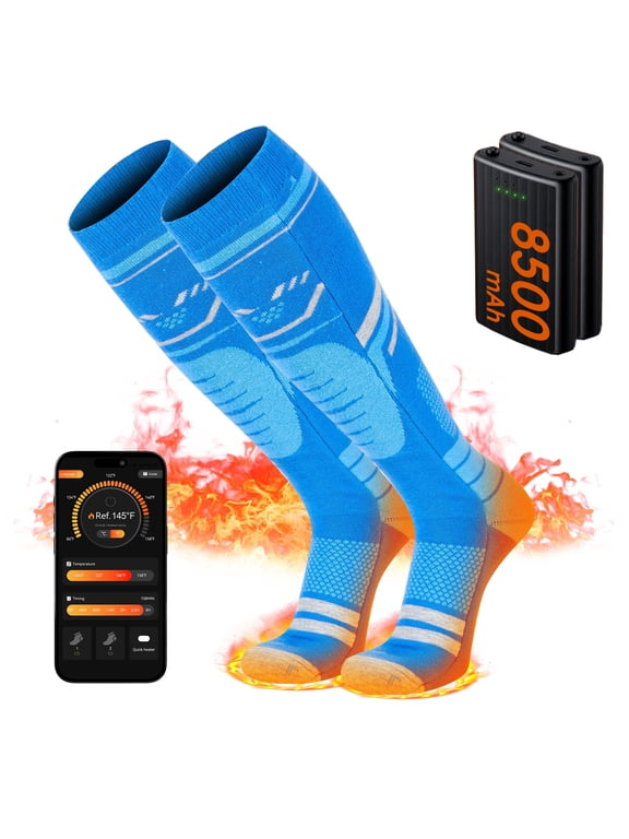 Heated Socks for Men Women with APP Control, 8500mAh Rechargeable Electric Socks,Foot Warmer Socks 4 Heating Settings for Men Women,Outdoor Hunting Skiing Cycling Camping Hiking