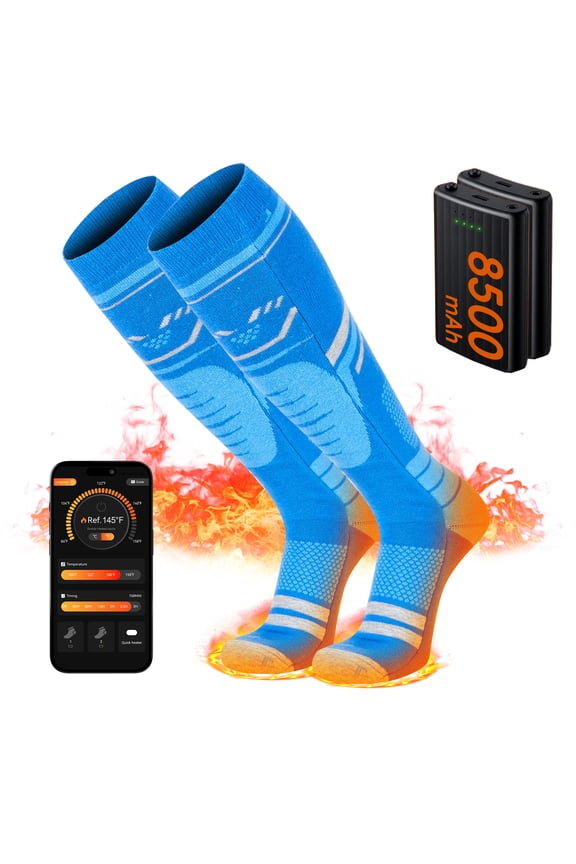 Heated Socks for Men Women with APP Control, 8500mAh Rechargeable Electric Socks,Foot Warmer Socks 4 Heating Settings for Men Women,Outdoor Hunting Skiing Cycling Camping Hiking
