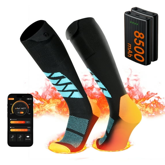Lobmouse Heated Socks for Men Women with APP Control, 8500mAh Rechargeable Electric Socks,Foot Warmer Socks 4 Heating Settings for Men Women,Outdoor Hunting Skiing Cycling Camping Hiking