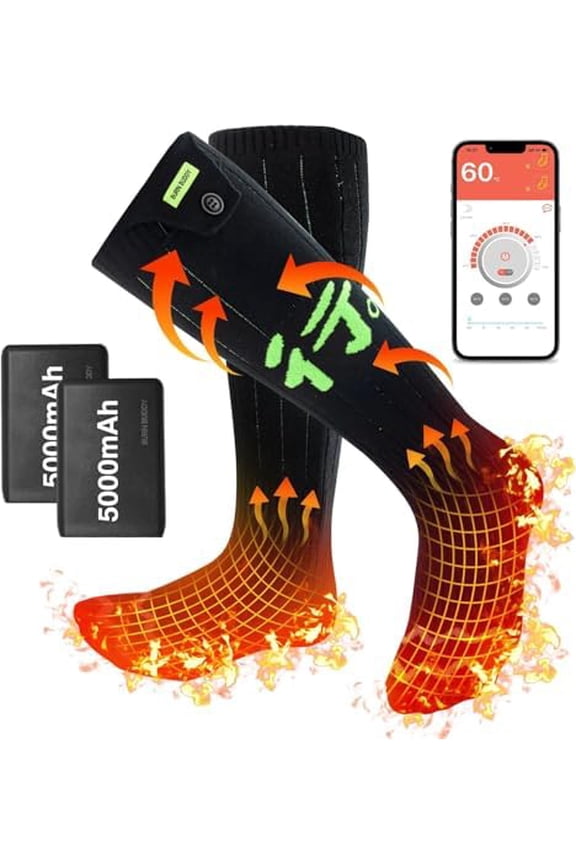 Heated Socks for Men Women, APP Control Electric Heated Socks Rechargeable Washable, Battery Heated Socks Foot Warmer Socks for Hiking Biking Camping Skiing Hunting Outdoor Work, Heating ThermalXL