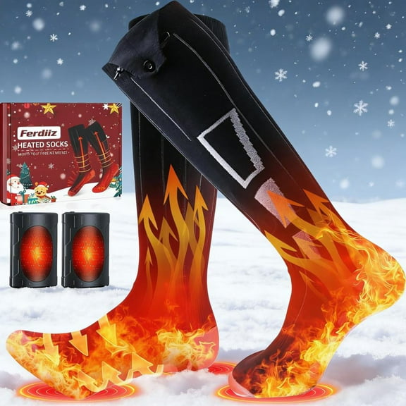Heated Socks for Men & Women - Electric Heated Foot Warmers, Rechargeable (Up to 8H Use), Washable, App-Controlled, Ideal for Winter Outdoor Skiing & Hunting