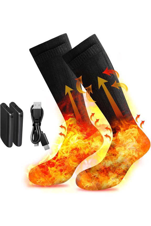 Heated Socks for Men Women,Electric Heated Socks 3 Heating Levels with 4000mAh*2 Battery Rechargeable,Machine Washable Socks Suitable for Winter Outdoor Sports, Camping, Hunting, Hiking$$