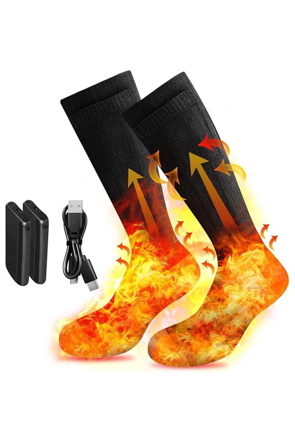 Heated Socks Men Women, Electric Rechargeable Socks 3 Heat Levels, 4000mAh Battery, Winter Outdoor Sports Socks for Cold Feet, Hiking, Camping