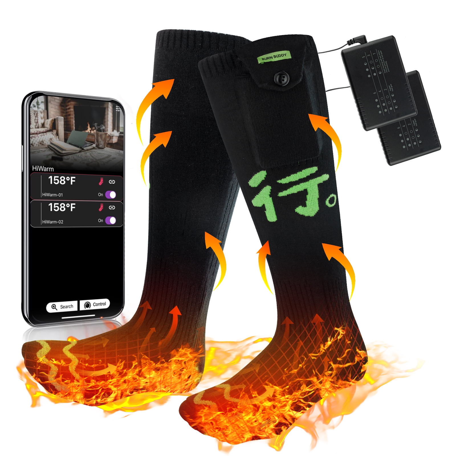 Heated Socks for Men Women,Rechargeable Heated Socks with 4 Heating Level,Battery Heated Socks Washable Electric Socks for Men Skiing Hunting Camping L