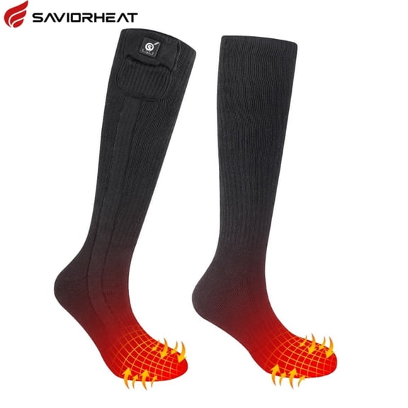 SAVIOR HEAT Heated Socks for Men Women, 150℉ Fast Heating Electric Ski Socks, 7.4V 2200mAh Rechargeable Battery Powered, Carbon Fiber Toe Warmers for Skiing Hunting Fishing Outdoor Work