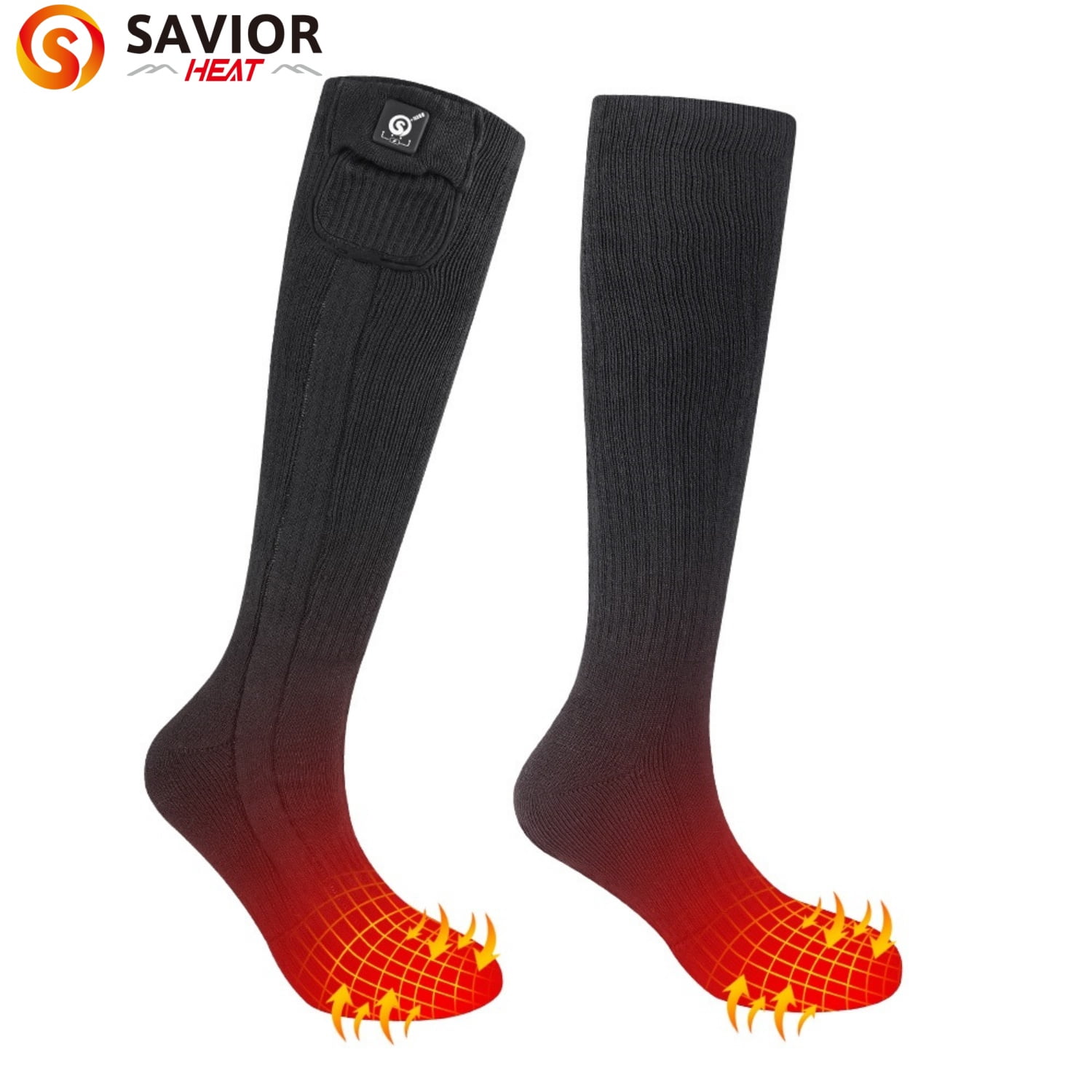 SAVIOR HEAT Heated Socks for Men Women, 150℉ Fast Heating Electric Ski Socks, 7.4V 2200mAh Rechargeable Battery Powered, Carbon Fiber Toe Warmers for Skiing Hunting Fishing Outdoor Work