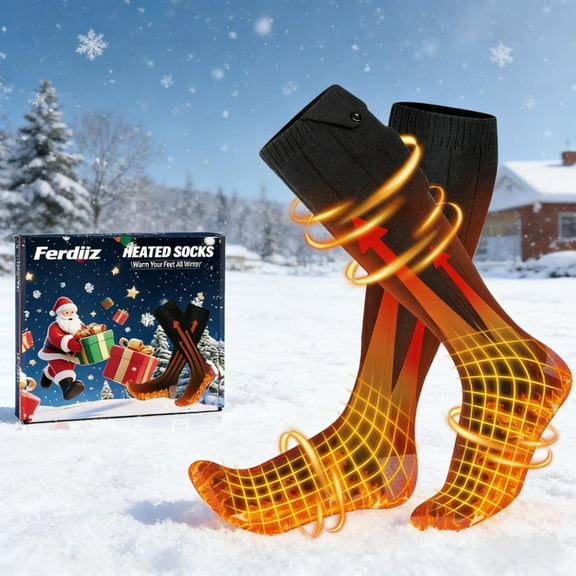 Heated Socks for Men & Women - Upgraded 7500mAh Rechargeable, 14H Warmth, 4 Heating Settings, Washable Cotton Socks, Ideal for Hunting, Skiing, Camping
