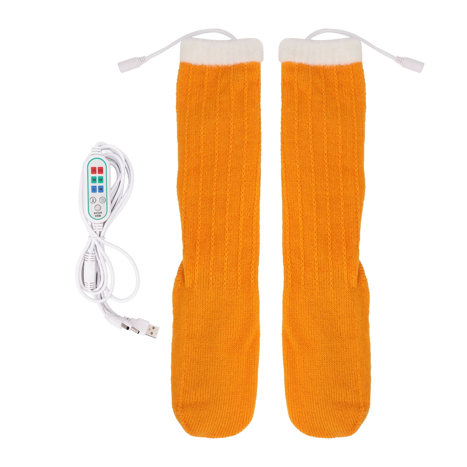 Heated Socks USB 3 Temperature Gears Lightweight Yellow Warm Heating