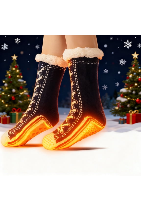 Heated Socks, USB Warm Socks, Winter Socks, for Cold Weather and Indoor Use with Rechargeable Battery and Non Slip Sole