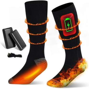 Heated Socks, Washable Electric Socks, Winter Foot Warmer with 3 Heat Settings, 10 Hours Heating time, 4000mAh Battery Socks for Men Women, M