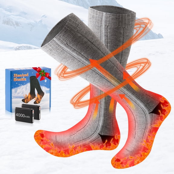 Heated Socks for Men Women,4000mAh Rechargeable Electric Socks with Warm Winter Thermal Socks for Skiing Hiking Camping Hunting(3 Heating Settings)