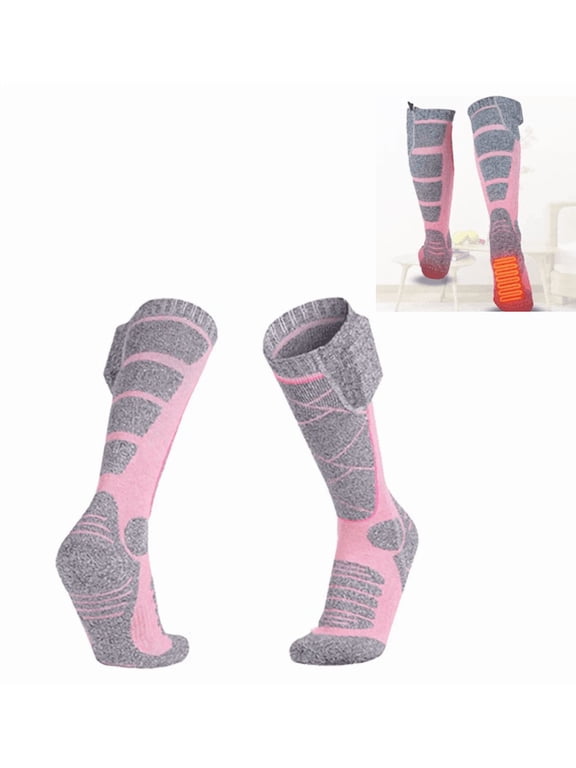Heated Socks for Men & Women, Electric Heating Socks, Ski Socks, Winter Foot Warmers for Hiking Camping Hunting Snowboarding (Pink)