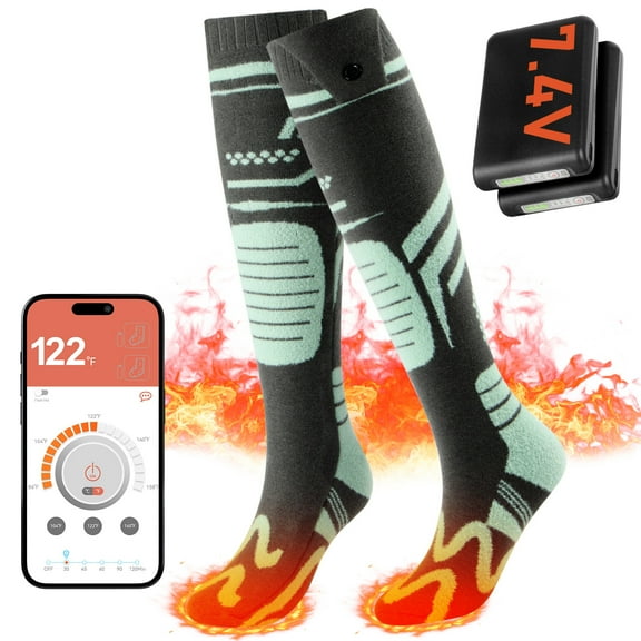 Lobmouse Heated Socks for Men Women, 7.4V Rechargeable Electric Socks with 3.5 Hour Fast Charge,Foot Warmer Socks for Men Women for Hunting, Camping, Hiking, Cycling, Outdoor Work,APP-Controlled