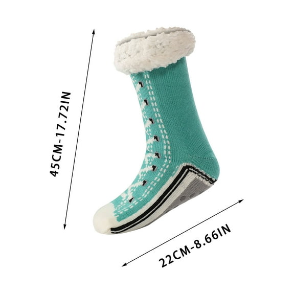 Heated Socks for Women, USB Rechargeable Non-Slip Fluffy Warm Winter Home Slipper Socks Unique Christmas Gifts (Green)