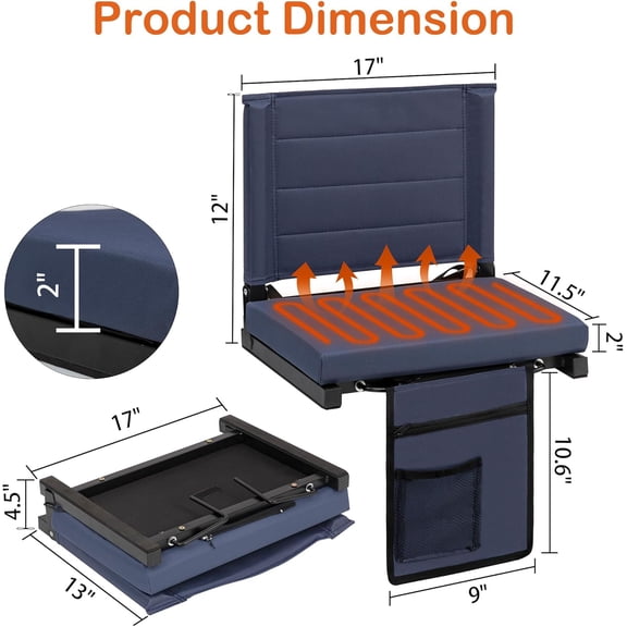 Heated Stadium Seats with Backrest for Bleachers