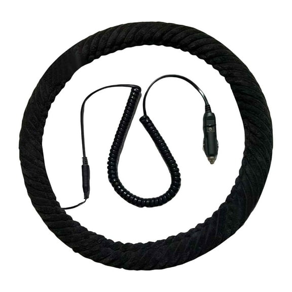 Heated Steering Wheel Cover – 12V Fast Heating PU Leather Car Wheel Warmer, Universal Fit 14.5–15.5" for Car, SUV, Truck, Black
