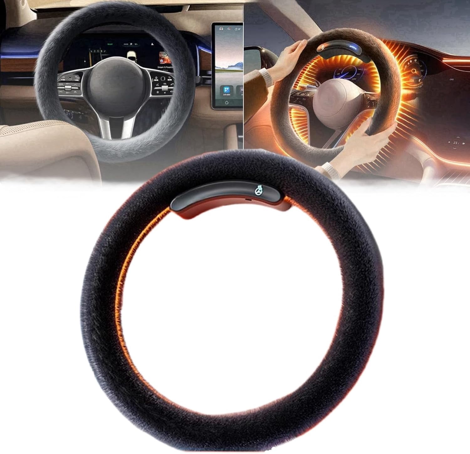 Heated Steering Wheel Cover Wireless Rechargeable, Heated Steering
