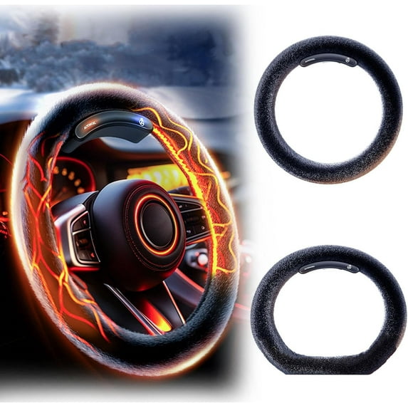 Heated Steering Wheel Cover Wireless Rechargeable,Steering Wheel Cover Heated for Winter,15 inch Warm Steering Wheel Cover,Steering Wheel Warmer,Rechargeable Cordless Hand Heater for Car (O Shaped)