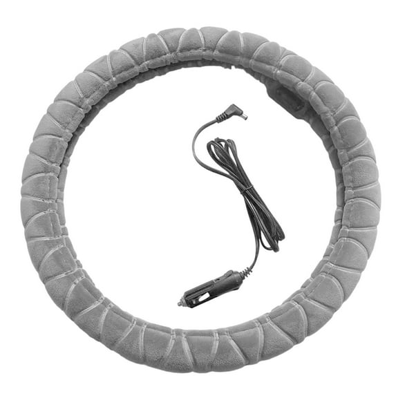 Heated Steering Wheel Warmer Cover for Universal Fit in Winter Breathable Steering Wheel Protector and Outer Cover for Trucks 15 Inch 12V Car Interior Accessories
