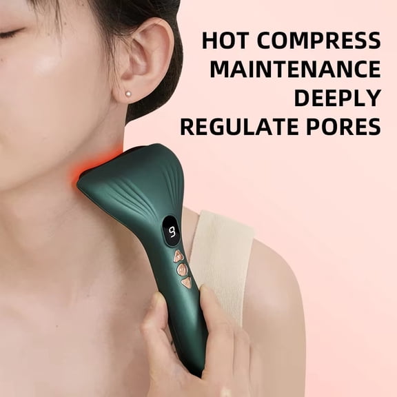 Heated Stone Massager Electric Warming Massager with Vibration, Stepless Speed Control, USB Rechargeable, Portable Relaxation Tool for Face & Eyes, Home & Travel,green