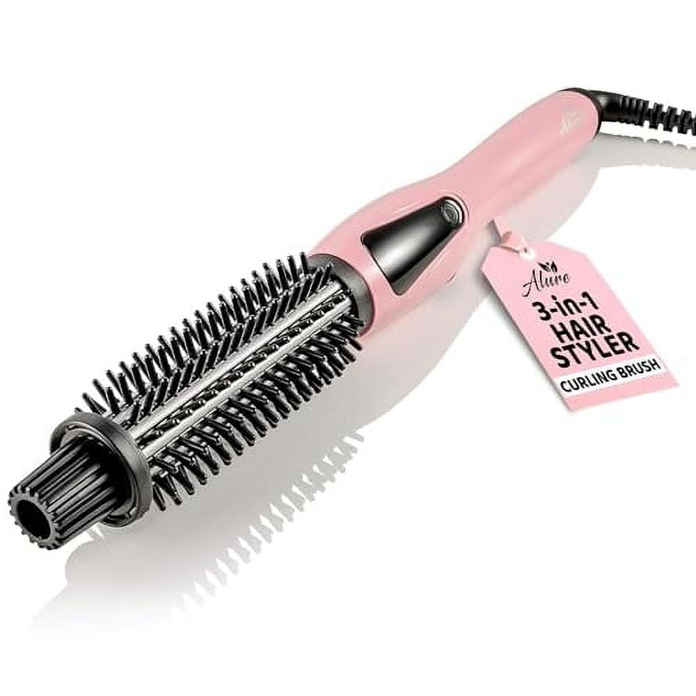 Heated Styling Curling Straightening Iron Brush 3 in 1 Hair Multi Styler 1 inch Ionic Hair Curler Straightener Anti Scald Nylon Bristles