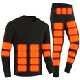 thumbnail image 1 of Heated Thermal Underwear Set for Mens 52 Heating Zones Pants Shirts Cotton Base Layers Long Johns Winter Outdoor Black, 5XL, 1 of 7