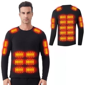 Heated Thermal Underwear Shirts for Mens 26 Heating Zones Fleece Warm Long Johns Base Layers Tops Winter Cold Weather Black, XL