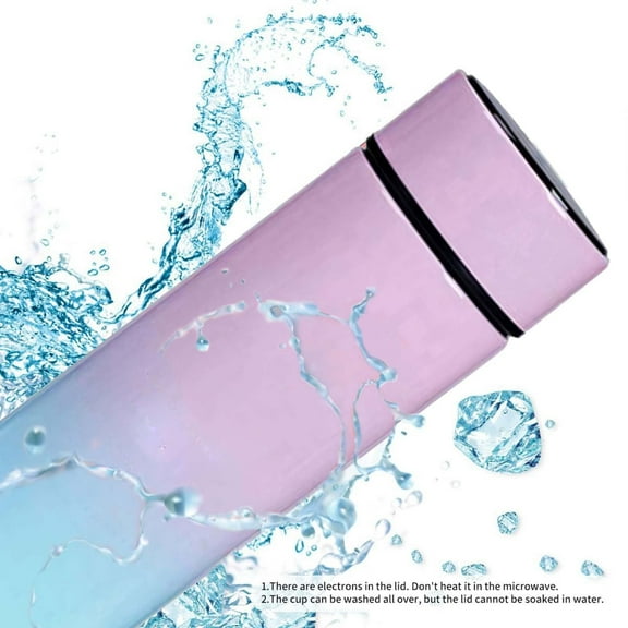 Heated Thermos for Coffee and Tea, LED Temperature Display, Stainless Steel, Portable and Leak-Proof (White)