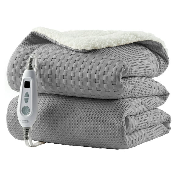 Heated Throw Blanket 50"x60", Soft Waffle Weave to Sherpa Electric Heating Throw with 6 Heating Levels, 4 Hours Auto Off, Machine Washable, Gift for Couch, Bed, Sofa, Home Office