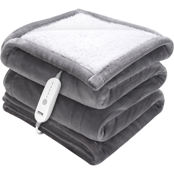 Heated Throw Blanket 50x60 Inches, 5 Heat Settings with 3-Hour Auto Off, Flannel & Sherpa Electric Blanket, Machine Washable, ETL Certified (Grey)