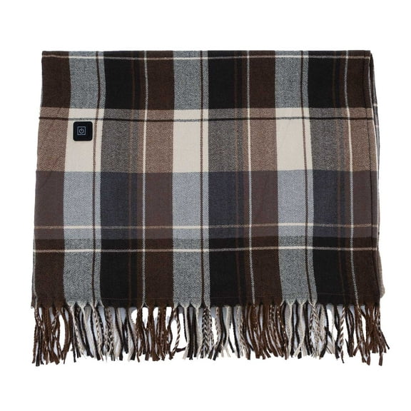 Heated Throw Blanket Battery Operated, Check Pattern Portable Cordless Heated Shawl Ponchol with 2 Heating Areas, Electric Wearable Heating Blanket (D)