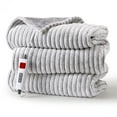 Heated Throw Blanket Electric 72"x84" Soft Ribbed Flannel Heated