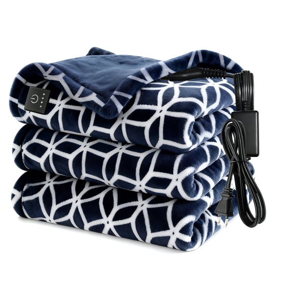 Heated Throw Blanket Electric Blanket with Built-in Button Controller 50"x60" One-Touch Ultra Cozy Soft Warm 4 Heat Levels & 4 Hours Auto-off Overheat Protection