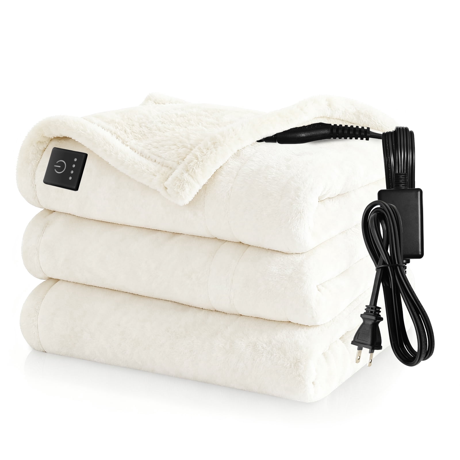 Heated Throw Blanket Electric Blanket with Built-in Button Controller 50"x60" One-Touch Ultra Cozy Soft Warm 4 Heat Levels & 4 Hours Auto-off Overheat Protection