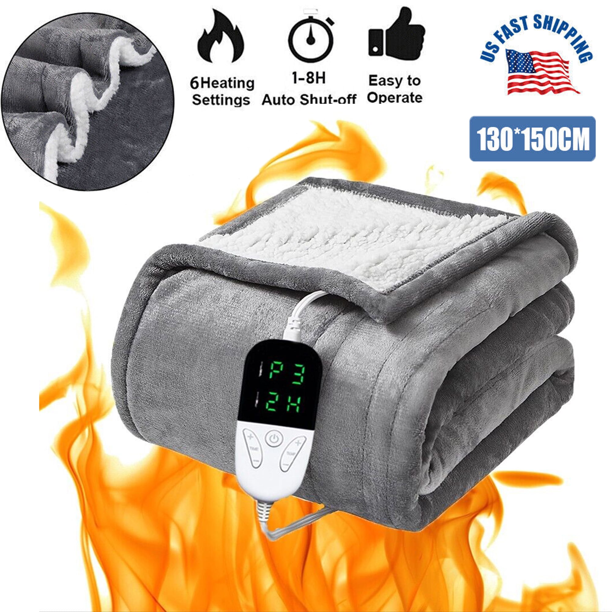 Heated Throw Blanket Electric Blanket Queen Plush Throw with Timer