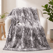 Heated Throw Blanket, Electric Throw Blanket with Faux Fur and Sherpa, 10 Heat Settings, 8-Hour Auto Shut-Off, Overheat Protection, Machine Washable, Tie-Dye, Light Gray, 50" x 60"