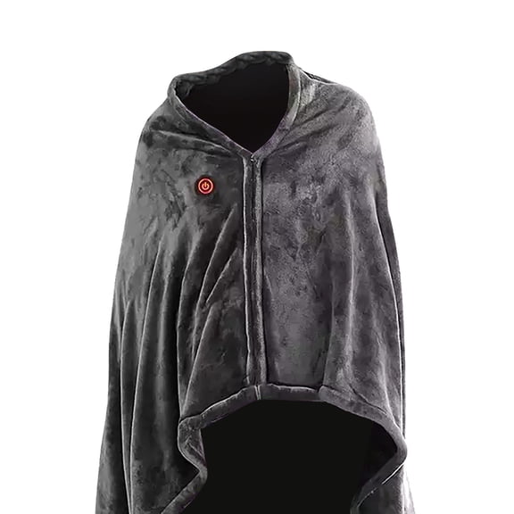 Heated Throw Blanket Plush USB Electric Throw Blanket with Zipper, Adjustable 3 Levels Temperature, Wearable Portable Throw Poncho Wrap for Shoulder and Neck, 59x 33.5 inch