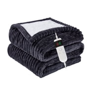 Heated Throw Blanket, Soft Flannel and Sherpa Electric Blanket with 10 Fast Heating Levels, 8-Hour Auto Shut-Off, Overheat Protection, Machine Washable, Dark Gray, 50" x 60"