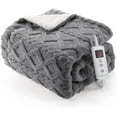thumbnail image 1 of Heated Throw Blanket - Thick Tufted Sherpa Electric Blanket Throw with 10 Heating Levels and 10 Time Settings, ETL Certified Machine Washable Fast Heating Blanket Throw 50"×60", Grey, 1 of 9