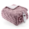 thumbnail image 1 of Heated Throw Blanket - Thick Tufted Sherpa Electric Blanket Throw with 10 Heating Levels and 10 Time Settings, ETL Certified Machine Washable Fast Heating Blanket Throw 50"×60", Dusty Pink, 1 of 9