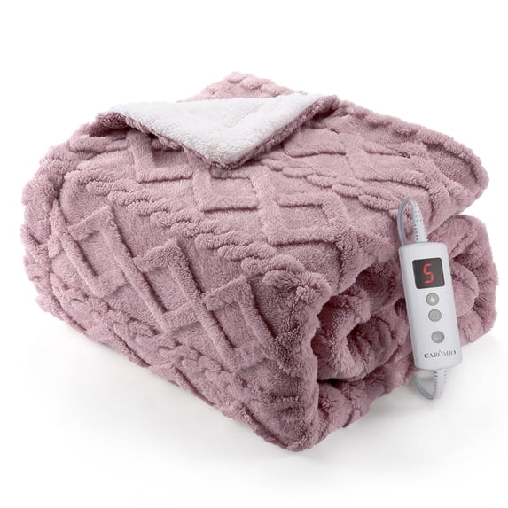 Heated Throw Blanket - Thick Tufted Sherpa Electric Blanket Throw with 10 Heating Levels and 10 Time Settings, ETL Certified Machine Washable Fast Heating Blanket Throw 50"×60", Dusty Pink