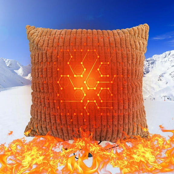 Heated Throw Pillow, 18 x 18inches Heating Lumbar Support Pillow for Pain Relief, 3 Heat Settings, Plug in Heated Pillow for Back, Abdomen, Shoulders