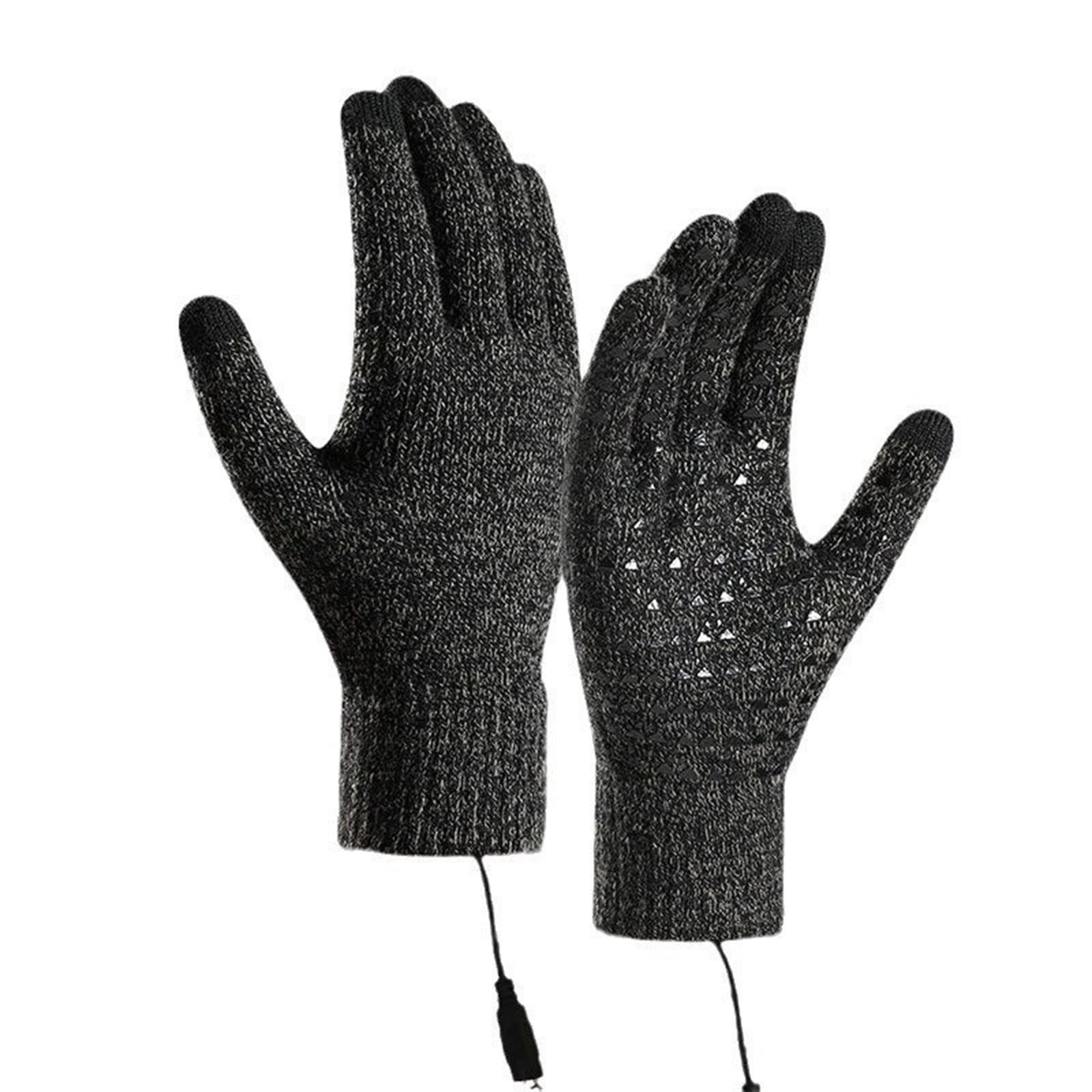 Heated Touchscreen Winter Gloves USB Rechargeable for Cold Weather,Thermal Warm Gloves for Men Women with Upgraded Heating,for Outdoor Skiing&Winter Activities,Soft Knit Lining Gloves