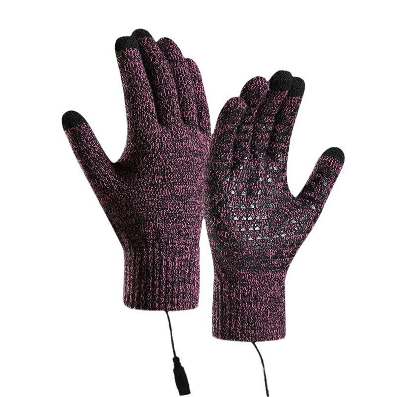 Heated Touchscreen Winter Gloves USB Rechargeable for Cold Weather,Thermal Warm Gloves for Men Women with Upgraded Heating,for Outdoor Skiing&Winter Activities,Soft Knit Lining Gloves