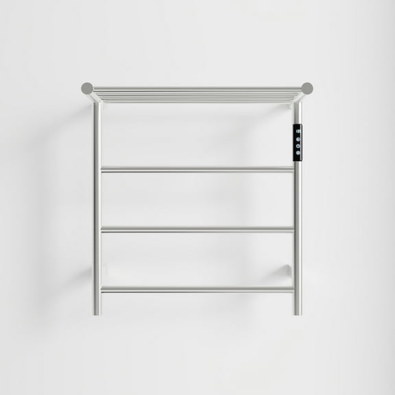Heated Towel Rack with Top Shelf, 3-Bar Towel Wall MountedWarmer for Bathroom with Intelligent Touch Screen Timer, 304 Stainless Steel Polished, Plug-in/Hard-Wired