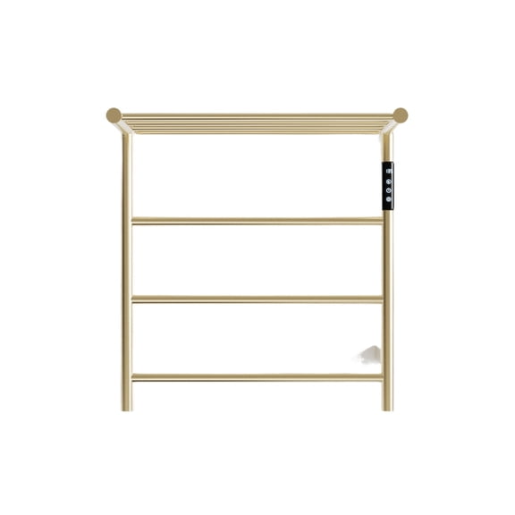 Heated Towel Rack with Top Shelf 3-Bar Wall Mounted Smart Touchscreen Timer Towel Warmer, 304 Stainless Steel for Bathroom, SPA & Hotel (Brushed Gold)